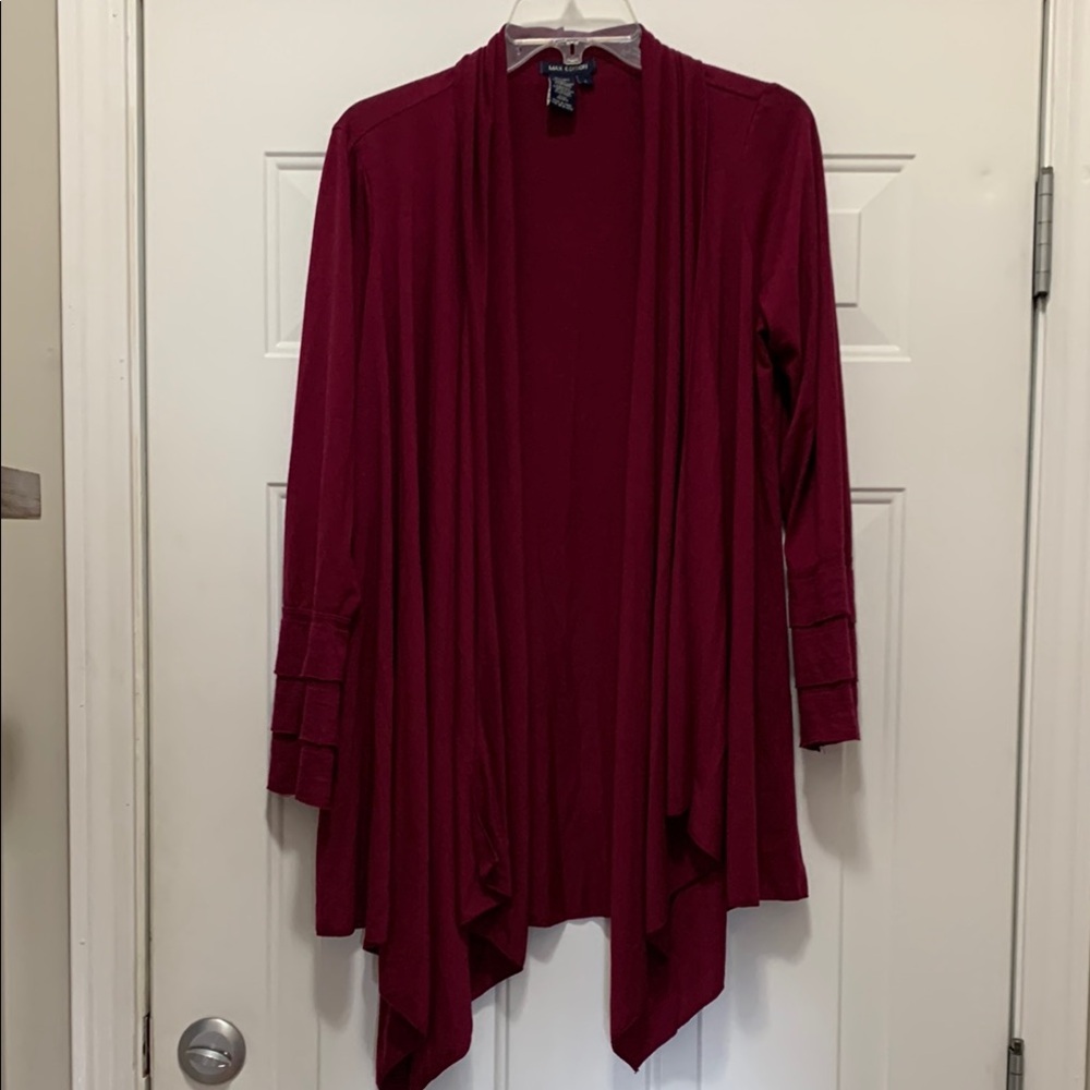 3/$15 Max Edition Wine Burgundy Open Front Cardigan Size Large